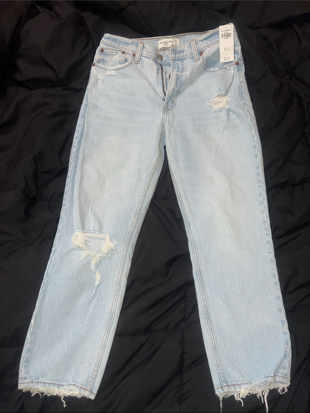 Abercrombie & Fitch Light Blue Distressed Mom Jean